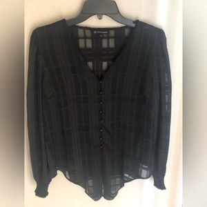 Black sheer button down blouse